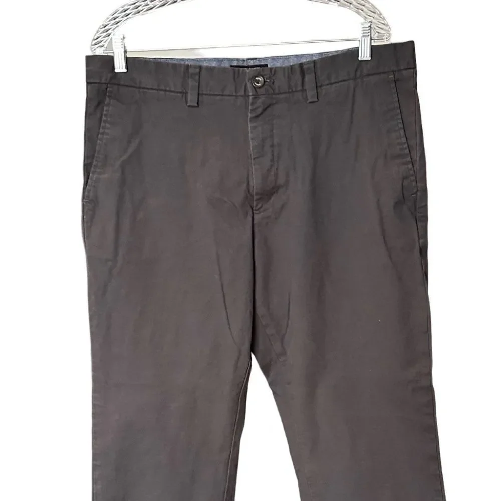 Banana Republic Mens Emerson Cotton Chino Khakis Dark-Steel Gray 36